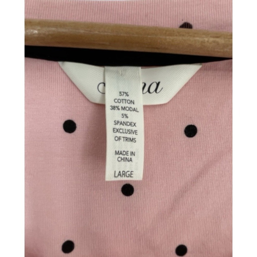 Soma Sleep Shirt Nightgown Large Pink Black Stretch Soft V Neck 3/4 Sleeves - Picture 6 of 10